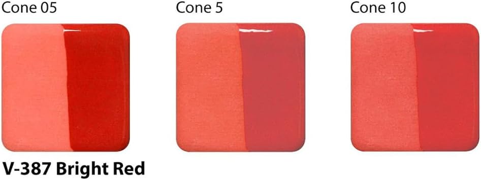 AMACO Velvet V-387 Bright Red Underglaze, 2 oz. (59 mL), Cone 05-10 (V) Intermixable Underglaze for Bisque and Wet/Unfired Clay