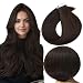 Fshine 16" Remy Hair Extensions Tape on Hair Extensions Human Hair Extensions Tape in Color #2 Darkest Brown Glue in 50g 20Pcs Per Package