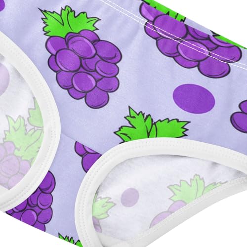 Cotton Girls Underwear Toddler Cute Purple Grape Leaves Panties for Girl Print Briefs Undies Kids 2t4