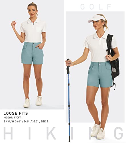 Mofiz Women's Golf Shorts Hiking Cargo Shorts Quick Dry Lightweight Athletic Casual Summer Shorts With Pockets 4.5" Green 32 #TOP5