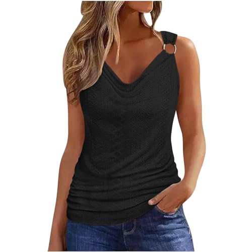 Tank Top for Women Loose Hollowed Out Sleeveless Camisole Casual Solid Color Eyelet Embroidery Cami Basic Flowy Tops