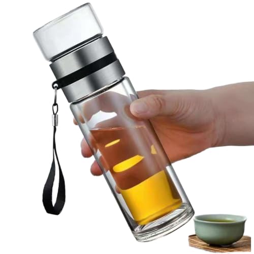 Image of NYRWANA Borosilicate Glass Travel Mug with Glass Lid | 300ml Heat-Resistant Tea & Coffee Mug | Microwave & Dishwasher Safe | Transparent Glass Cup for Home, Office, Camping & Travel