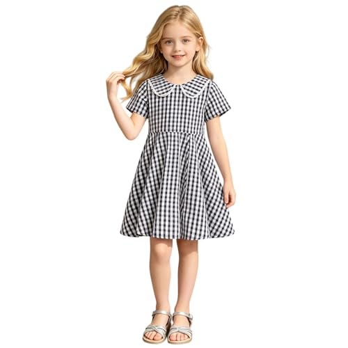 Robe d'été pour fille avec motif carreaux - Tenue légère et confortable