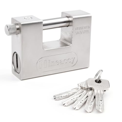 5 Keys Super Silver Heavy Duty Padlock Lock for Garage Warehouse Shipping Container
