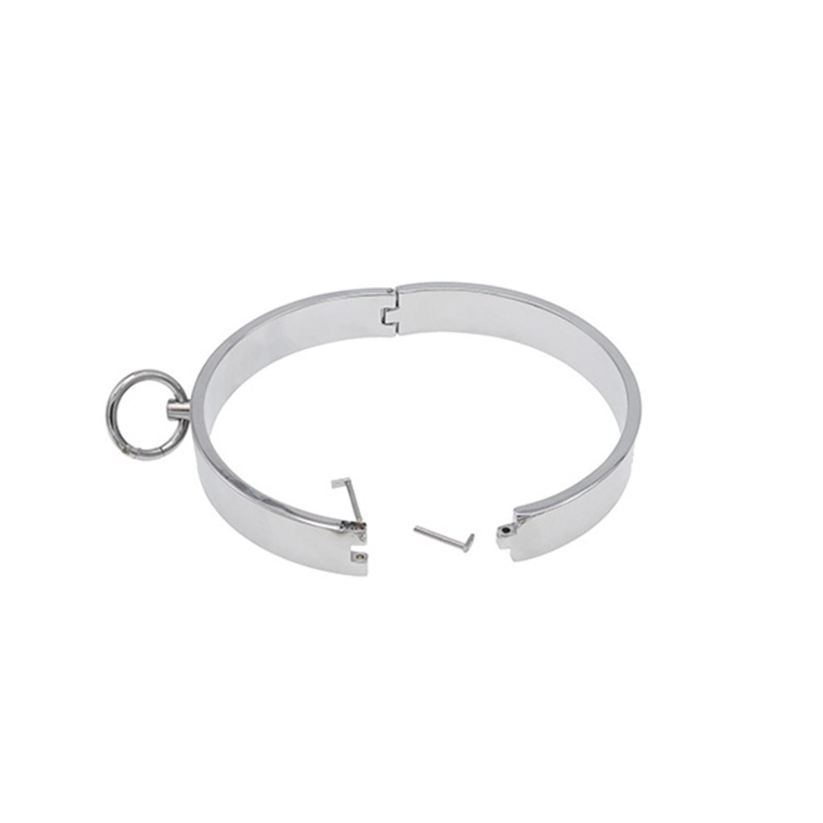 SM Collar De Esclavo De Metal con Cadena De Lazo para Cinturón Juego De Roles Collar De Anillo O Bdsm Juego Porno Cuello Collar Restricción Juguete Sexual Mujeres Hombres(Black Schwarz,140mm)