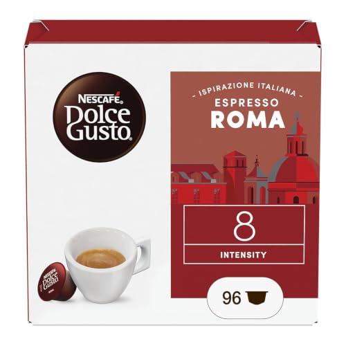 NESCAFÉ DOLCE GUSTO Espresso Roma Caffè 96 Capsule | Caffè espresso ricco e rotondo, intensità 8. Caffè torrefatto e macinato. 96 Capsule Compatibili Nescafé Dolce Gusto