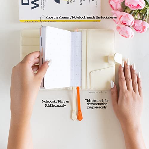 Image of NEORAH - A6 Notebook SLEEVE with SNAP Button - [ SLEEVE ONLY ]|Vegan Leather|Office Diary Holder with Penloop| 2 Front & 1 Back Pocket | 4 Card Slots |2 BookMarks - Fits any A6 Softcover - AFTERGLOW