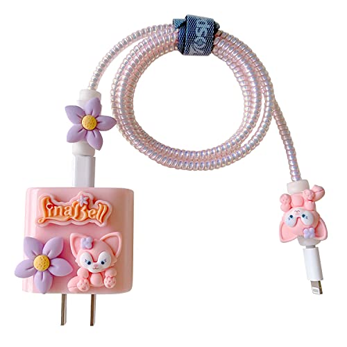 Image of DIY Cable Protector Charger Wire Saver - Data Cable 18W /20W USB-C Charger Line Protector-Compatible with iPhone 14 13 12 11 Pro Max (Pink Bell)