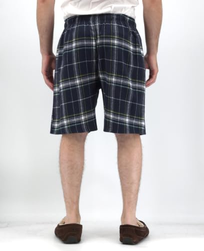 Image of Andrew Scott Men's Cotton Flannel Knee Length Shorts | Drawstring & Pockets Boxer Sleep Shorts | Multi Packs & Colors