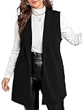 MakeMeChic Women's Plus Size Sleeveless Collar Neck Button Down Vest Blazer Outwear Black 3XL