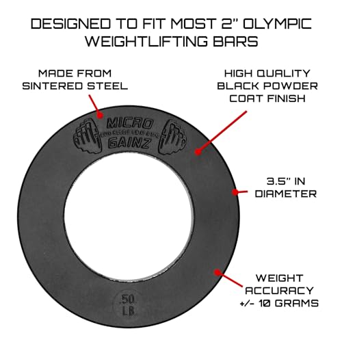 Image of Micro Gainz Calibrated Fractional Weight Plate Set of 2 Plates, Choose Set (.25LB-1.25LB), Designed for Olympic Barbells for Strength Training & Micro Loading Bar Weights, Made in USA