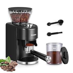 Anti-static Conical Burr Coffee Grinder FOHERE Adjustable Burr Mill with 35 Precise Grind Setting, 2-12 Cup Select Timer, for Espresso, Drip Coffee, French Press, Black