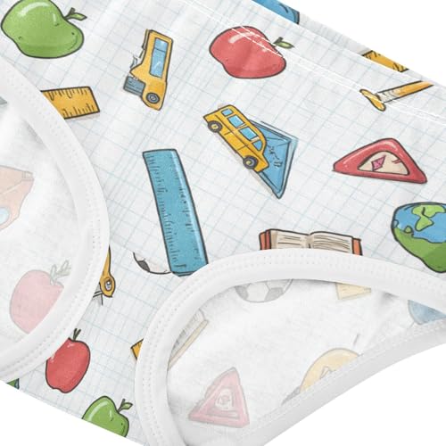 Wusikd Cartoon School Elements Girls' Underwear Cotton Girls Briefs Soft Toddler Underwear 2T4