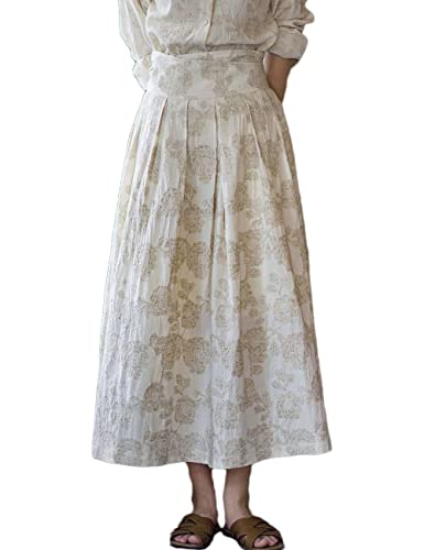 Ensemble 2 pièces en lin et coton jupe beige taille unique pour femme chic NFYM