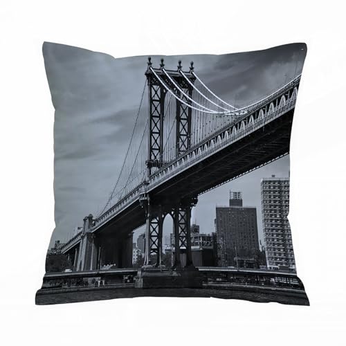 ERRTU Kissenbezug 50x50 cm,New York, NYC-Brücke, Vintage-Bild vom East Hudson River,Dekokissen Kissenbezüge Deko Kissen Bezug Wohnzimmer Zierkissen für Sofa Stuhl Bett Garten ERRTU Kissenbezug 50x50 cm,New York, NYC-Brücke, Vintage-Bild vom East Hudson River,Dekokissen Kissenbezüge Deko Kissen Bezug Wohnzimmer Zierkissen für Sofa Stuhl Bett Garten
