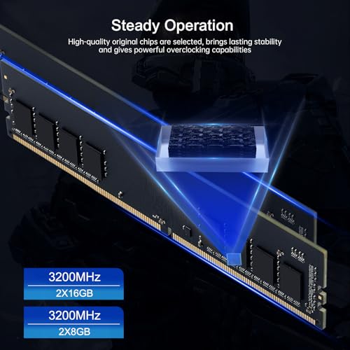 Image of Netac DDR4 DRAM 32GB Kit (2x16GB) 3200MHz XMP 2.0 Dual Channel RAM CL16 (PC4-25600) 1.35V 288-Pin Upgraded Aluminum Heat Sink Ideal for Gaming Computer Upgrade - Shadow III Series Black