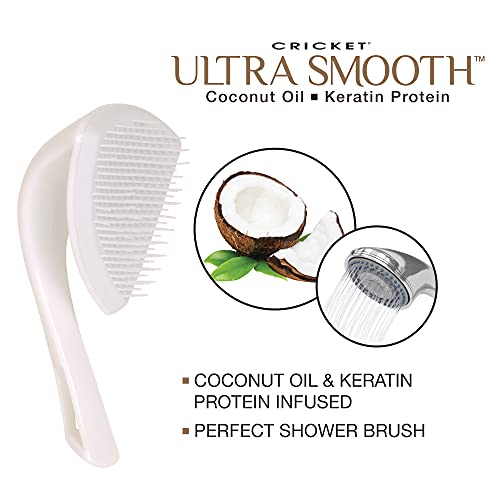 Cricket Ultra Smooth Coconut Detangling Brush For Wet, Dry Hair Anti-Frizz Detangler Shower Hairbrush With Coconut Oil And Keratin Protein Infused Plastic For All Hair Types #TOP6