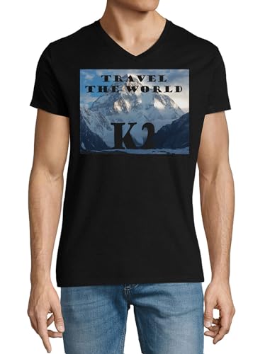 T-shirt K2 Mountain noir homme en coton respirant pour éviter la transpiration