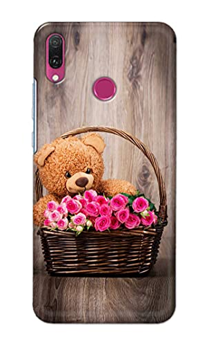 Image of PRINTFIDAA Roses and Teddy Bear in The Wicker Hard Back Cover for Huawei Y6 (2019) / Huawei Y6 Prime (2019) Back Cover -(P6) KAT1004