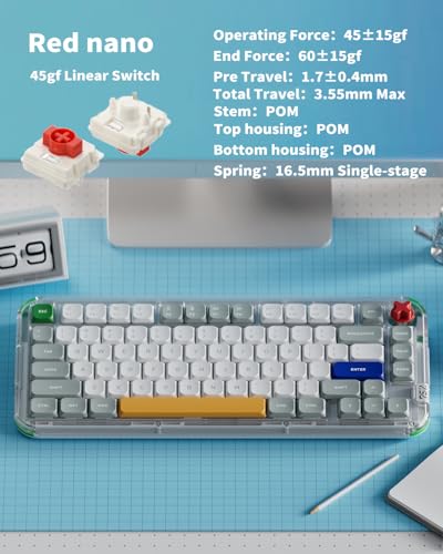 Image of nuphy Kick75 Wireless Low Profile Mechanical Keyboard with Volume Knob,75% Hot Swappable Gaming Keyboard,80 Keys RGB Backlit with PBT Keycaps, Support BT /2.4G /USB-C (Red Nano Switch)