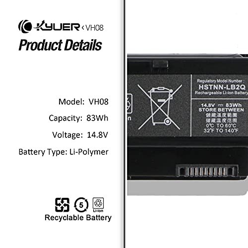 Batterie VH08XL 83Wh haute capacité pour PC portables HP EliteBook Workstation
