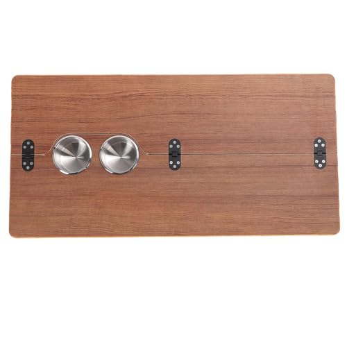 Ejoyous Dessus de Table pour Camping-Car avec Porte-gobelets en Acier Inoxydable, Conception Pliante en Bois Massif 31,49 X 15,74 Pouces, Idéal pour Les Remorques de...