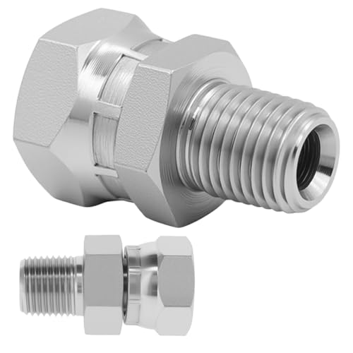 Hydraulic Swivel Adapter, 1-4 NPTF Male x 1-4 NPSM Female, 1404-04-04 Carbon SteelStraight Pipe Joints, for Hydraulic Hose Fitting(2 Pack)