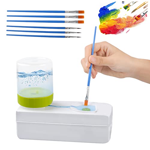 Multifunctional Paint Brush Cleaner with 6 Brushes - Acrylic, Makeup Brush Rinser Tool for Water Based Paint