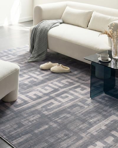 Tappeto Grigio Tessuto 200 X 300 Cm Motivo Geometrico Moderno Soggiorno Camera Da Letto Per Riscaldamento A Pavimento Fondo Antiscivolo - 2