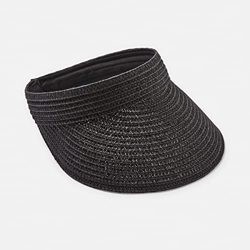 Visera de sol para mujer de paja con ala ancha plegable miniatura 7