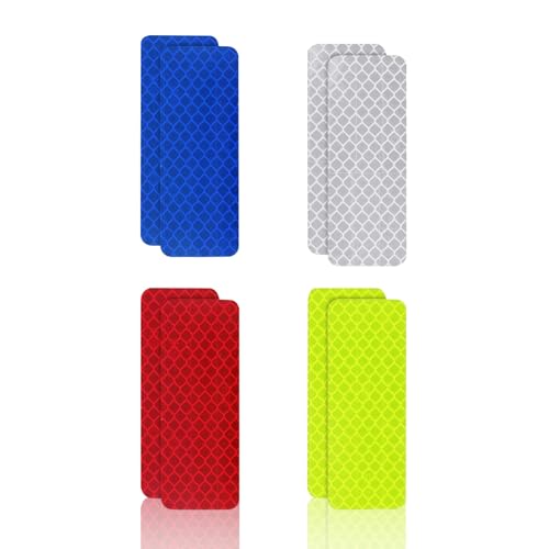 8 Pack Safety Reflective Stickers Self Adhesive Reflective Tape Warning Tape Reflective Strips Sticker Reflective Waterproof Tape Stickers for Vehicle Bicycles Motorcycles Helmet Clothing
