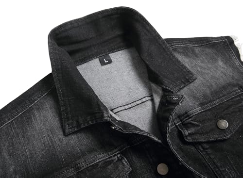 RANMCC Colete jeans masculino – Colete jeans casual envelhecido sem mangas, perfeito para andar de b