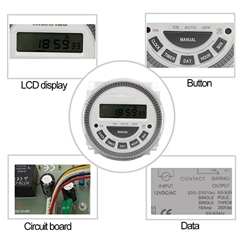 Interrupteur de minuterie numérique 12V 220V 30A programmable 7 jours MT619