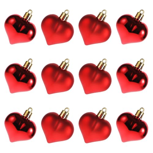RELONGGI 12 Stück Christbaumkugeln Herz – Valentinstag Herzkugeln...