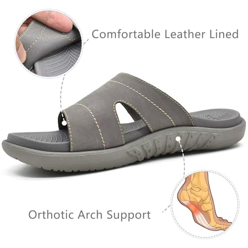 KuaiLu Womens Fashion Orthotic Slides Ladies Lightweight Athletic Yoga Mat Sandals Slip On Thick Cushion Slippers Sandals With Comfortable Plantar Fasciitis Arch Support