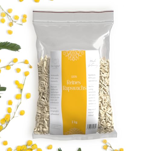 BW Lights - 100% reine Rapswachs Pastillen 2kg | Kerzenwachs zum gießen deiner eigenen DIY Kerzen | Nachhaltiges einfaches gießen | Mischbar mit Farben & Düften | Made in Germany