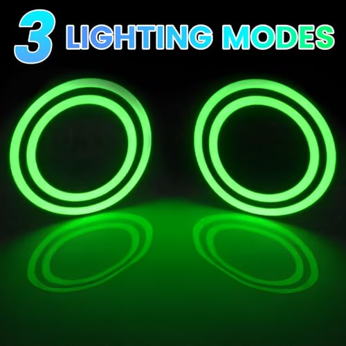 Image of EL Panel Light, Glowing LED Eyes Electroluminescent El Sheet Panel Light DIY Cuttable Round Ring EL Sheet Cosplay Mask Eyes Decoration with Battery Box (Green)
