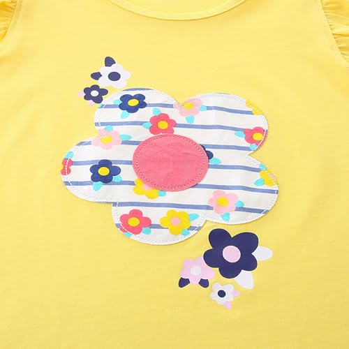 Image of Girls Shorts Set Outfits for Toddler Girls T-shirts Clothing Sets Kids Summer Graphic Cotton Tops Tees 3-7 Years