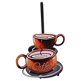 HOLIDYOYO Portarrollos de Papel de Hierro con Motivo Taza de Café Soporte Resistente para Toallas de Cocina Organizador Vintage para Encimera Accesorio Decorativo Funcional