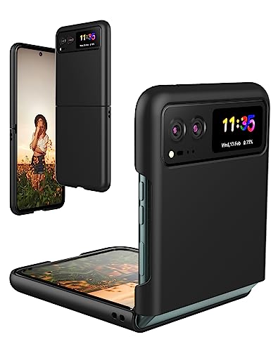 Foluu Case for Motorola Razr 2023 [Not fit Razr Plus 2023], Moto Razr 2023 Slim Phone Case, Ultra Thin Slim Fit Matte PC with Non-Slip Grip Full Protection Cover for Motorola Razr 2023 (Black)