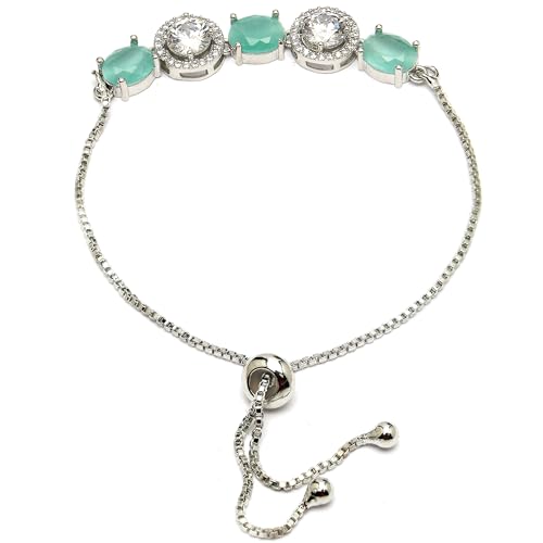 Image of ZENEME Rhodium Plated Brass Crystal Stylish Silver Plated American Diamond Melodic Opulence Bracelets For Women & Gifts For Girls Jewellery