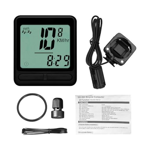 Hamwesh Computadora para Bicicleta, 24 Funciones Auto Sleep Wake Computadora para Bicicleta a Prueba de Agua, Velocímetro Digital para con Pantalla Retroiluminada para Bicicletas de Montaña y
