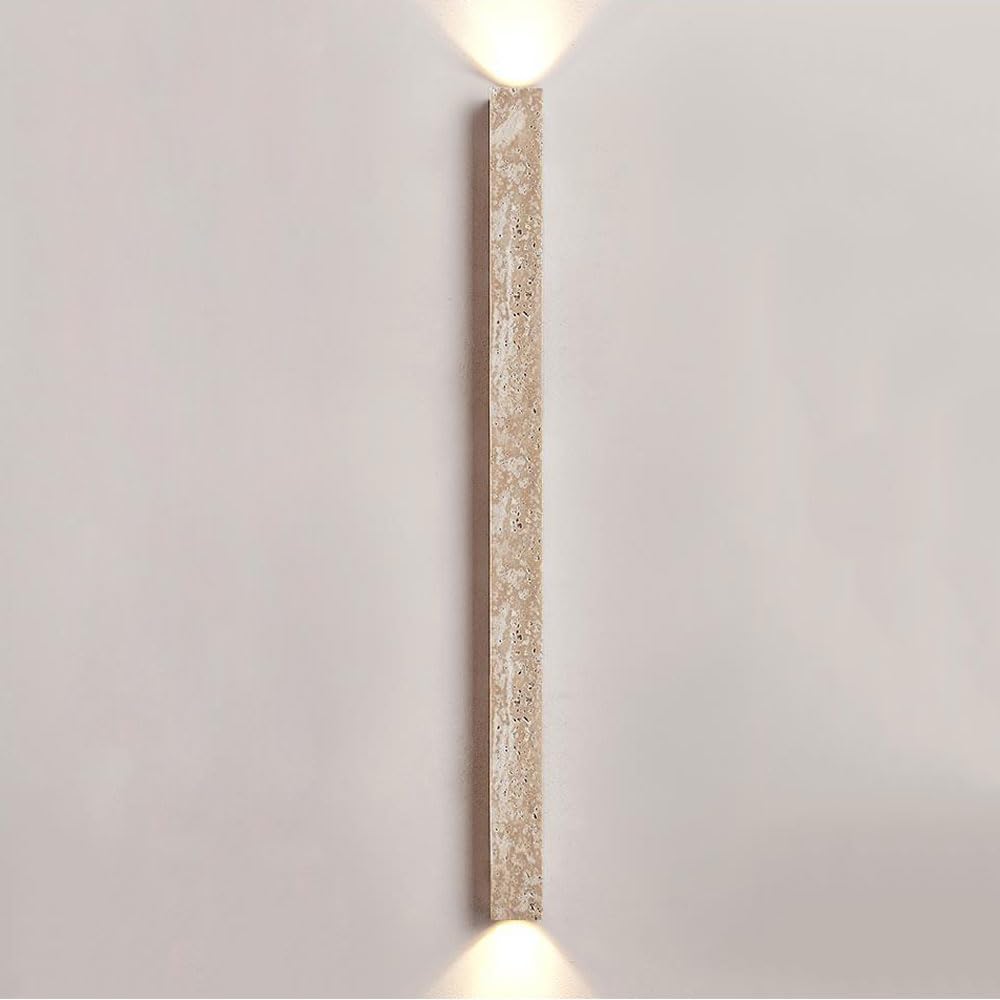 SXWNBIFH Up Down Stone Wall Sconce Rectangle Yellow Travertine Wall Light Fixture Modern Linear Wall Lamp, 23.6 39.3 Long Wall Lighting Fixture for Bedroom Living Room Hallway Dinning Room