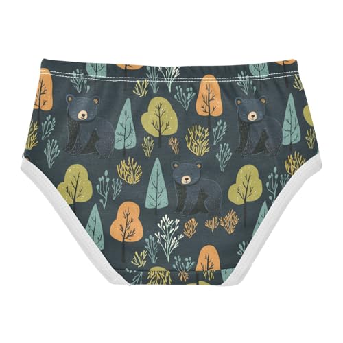 ZZKKO Cute Bear and Forest Tree Girls Underwear Toddler Panties for Girls Comfort Brief Size 2T-8Y2