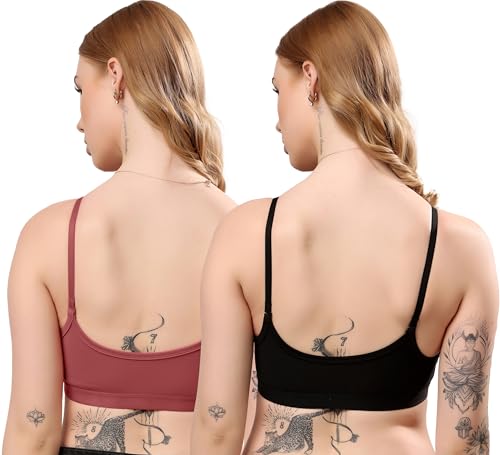 Image of London Hills Women's Cotton Sports Bra for Women Solid Bra Wireless & Non Padded Full Coverage Soft Hold Straps Super Combed Cotton Elastane Stretch Full Coverage Slip-On Active Bra