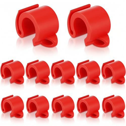 LaRandom 10 Pack Fishing Hook Holder Universal Fishing Hook Keeper for Rod Durable Plastic Anti-Snag Tackle Clip Accessories Fit for Freshwater Saltwater Angling(Red)