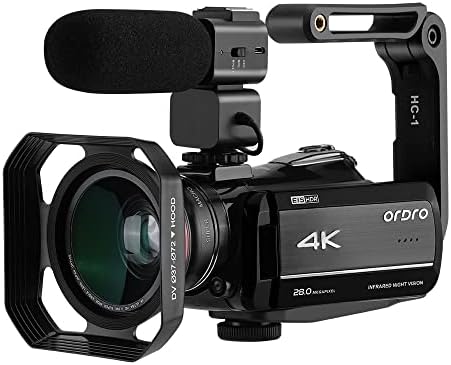 ORDRO 4K Camcorder Vlogging Camera for YouTube AZ30 UHD Video Camera 1080P 60FPS IR Night Vision Wi-Fi Digital Camcorders with Microphone Wide Angle Lens Handheld Stabilizer and 32GB TF Card