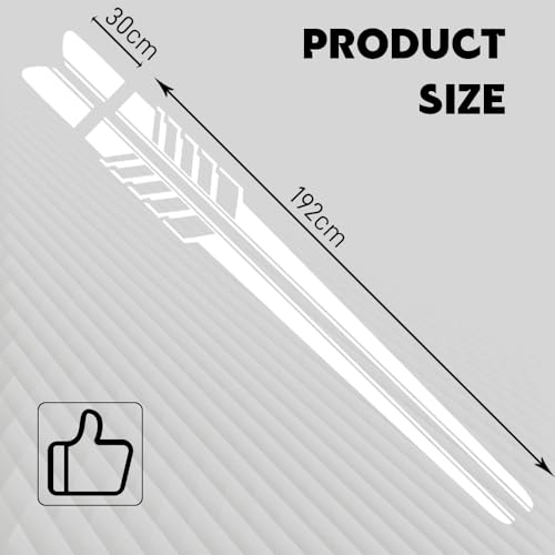 Image of 2PCS Car Side Skirt Decals, Auto Body Large Stickers, Waterproof PVC Racing Long Stripes Personalized Stickers, Car Stripe Stickers Decor Racing Accessories for Cars Trucks SUVs (White)