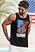 VOGSTART Men American Flag Tank Tops Casual Summer Tee Fashion Stylish Chic Graphic Shirt Black Hawaii Beach 3XL