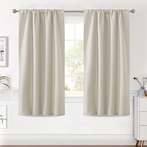 Image of H.VERSAILTEX Light Reducing Curtains Thermal Insulated Window Treatment Panels Room Darkening Privacy Assured Drapes for Living Room Back Tab /Rod Pocket Bedroom Drapes 2 Panels, Ivory - 42 x 63 Inch